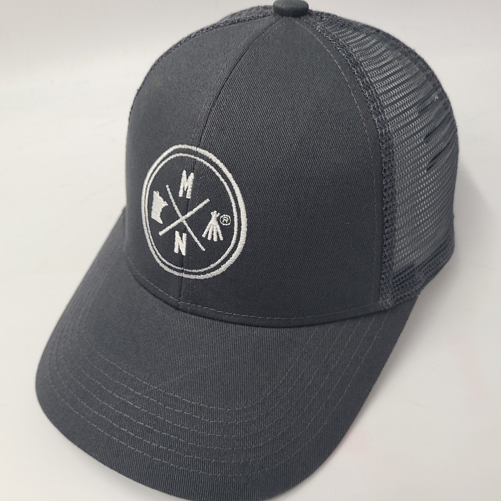 Minnesota Hat Adjustable Trucker Mesh Gray Camping Outdoors MN State Logo Men